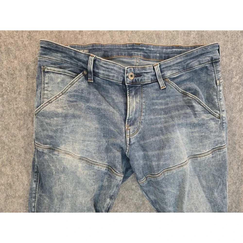 G-Star Raw 5620 3D Zip Knee Skinny Men's Jeans Blue Denim Sz 35x32 Moto